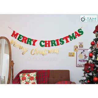 Dây chữ merry christmas vải nỉ đỏ - xanh lá 2m dct-m.ch-01_tan