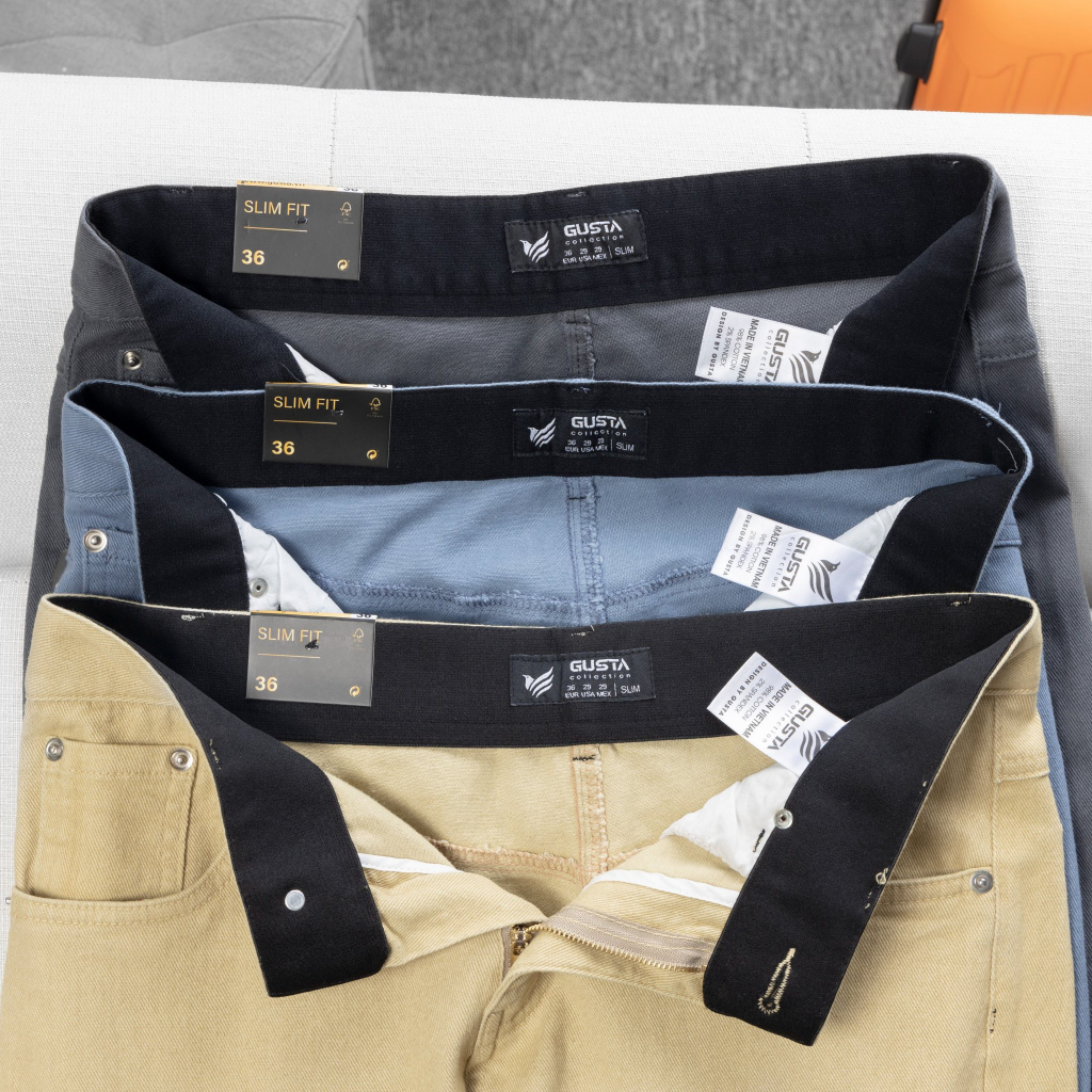 Quần giả jeans cao cấp Gusta , Chất vải dày dặn twill cotton chéo , Công nghệ dệt siêu mỏng và nhẹ - KA10