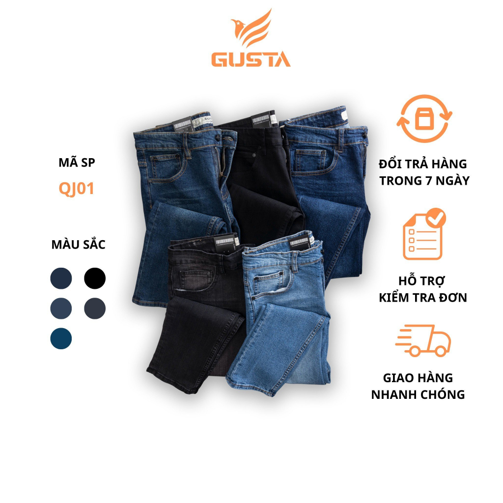 Quần Jeans cao cấp Gusta , Chất vải thoáng mát thấm hút mồ hôi - QJ01