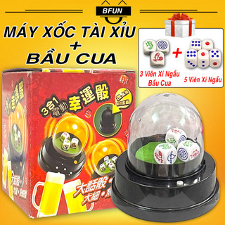 Bộ Bầu Cua Tôm Cá XÓC ĐIỆN CỰC XỊN - Bầu Cua Cá Cọp + Tặng 5 Viên Xí Ngầu Xúc Xắc - Board game Đồ Chơi Tết BFUN