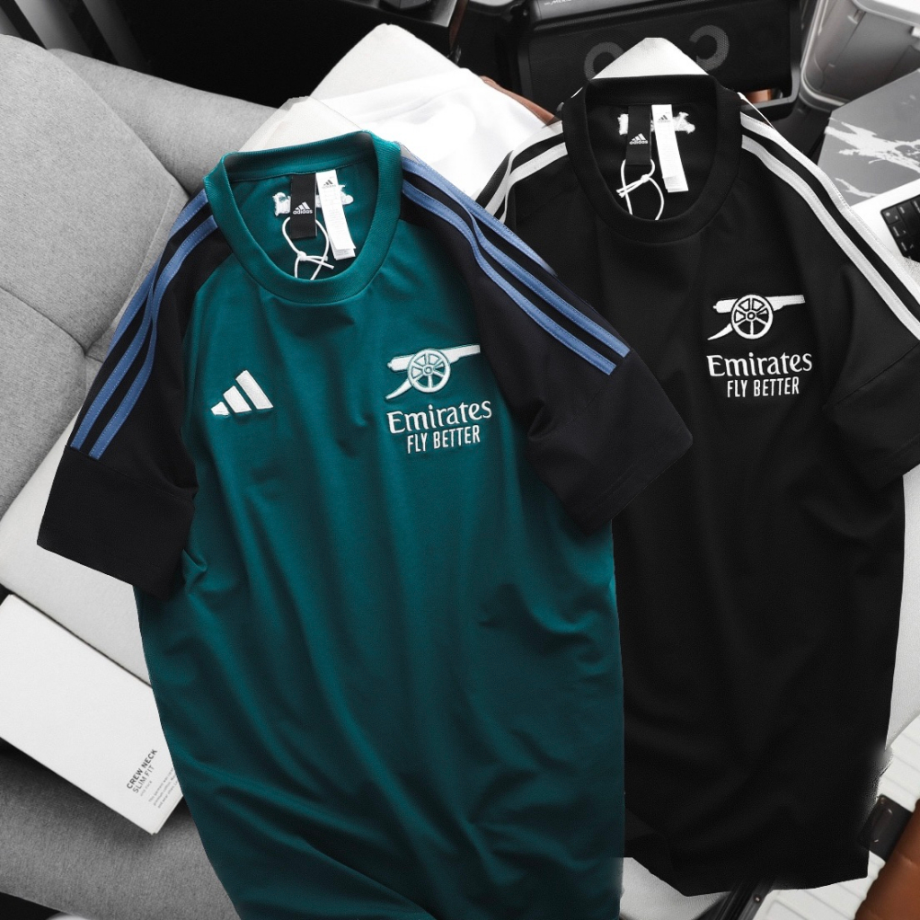 Áo thun ngắn tay A-di-das Logo thêu sắc nét biểu tượng Arsenal Emirate vải cotton thầm hút tốt