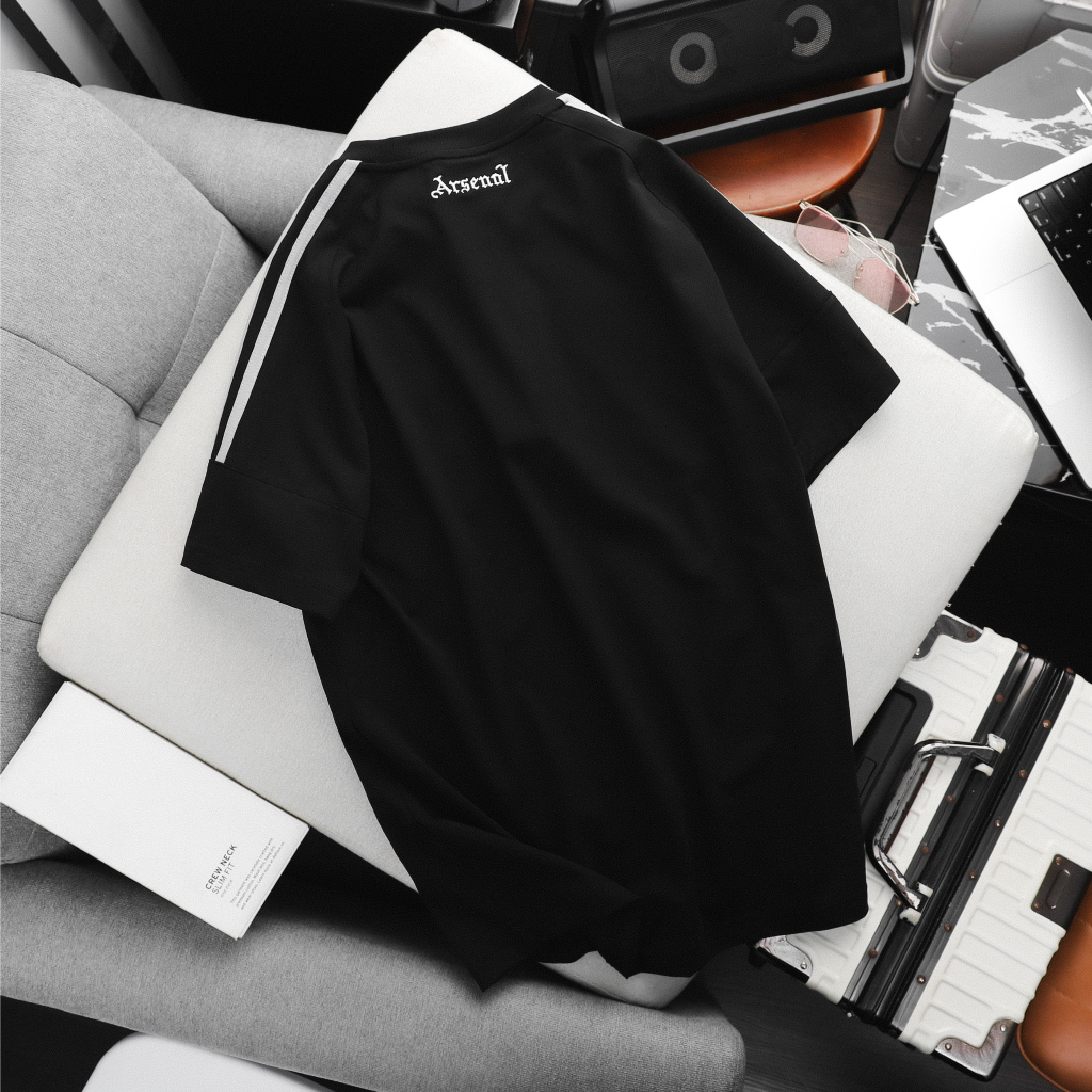 Áo thun ngắn tay A-di-das Logo thêu sắc nét biểu tượng Arsenal Emirate vải cotton thầm hút tốt