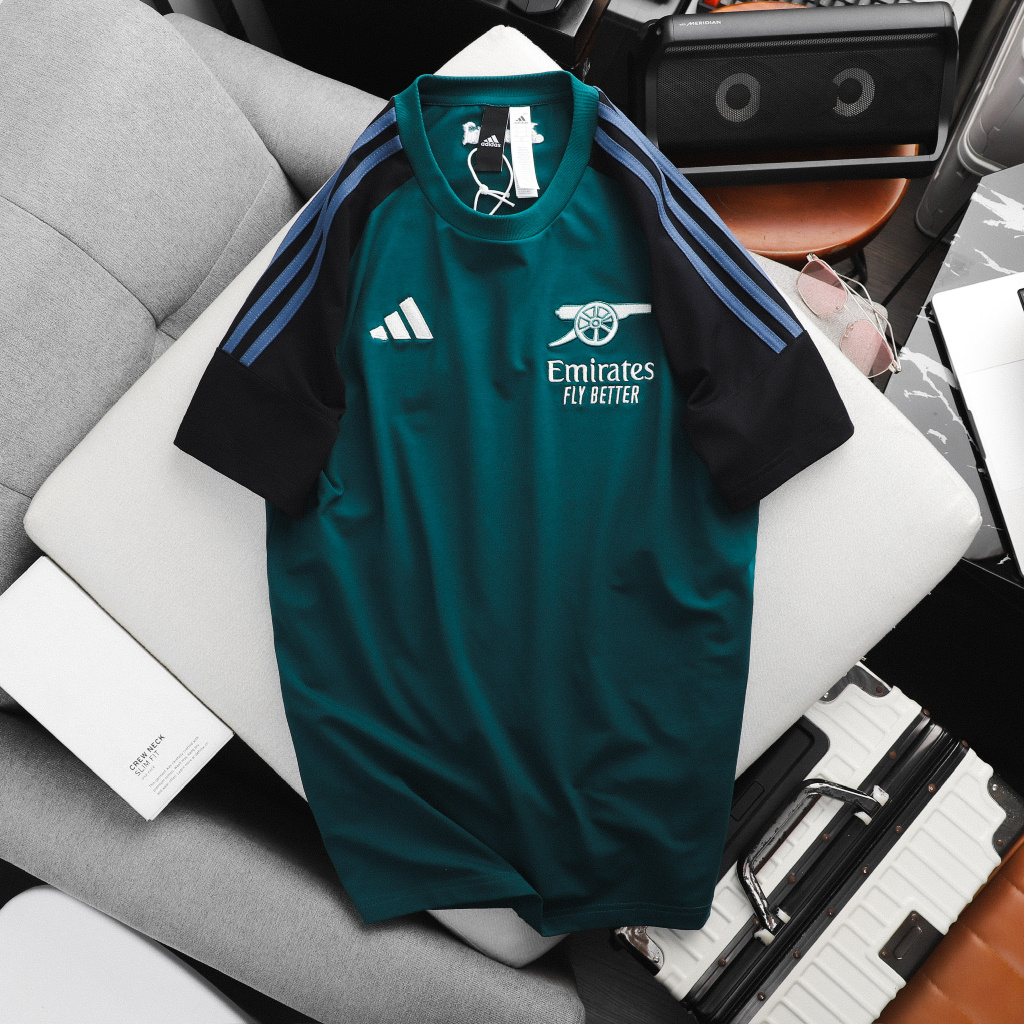 Áo thun ngắn tay A-di-das Logo thêu sắc nét biểu tượng Arsenal Emirate vải cotton thầm hút tốt