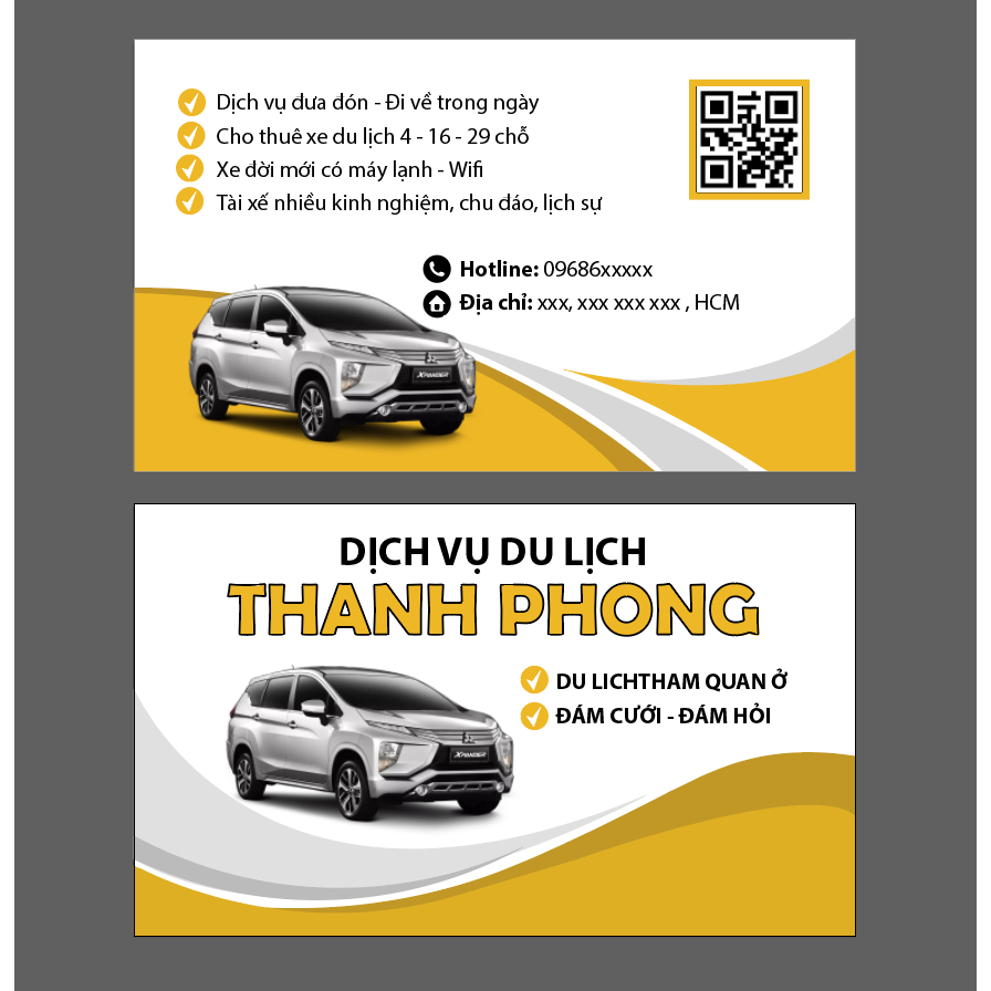 Card visit Taxi - Xe dịch vụ - hộp 100 cái