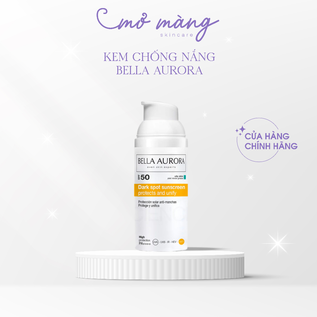 Kem chống nắng Bella Aurora Dark Spot Sunscreen SPF50+ Combination-Oily Skin 50ml dưỡng da và chống bản mới