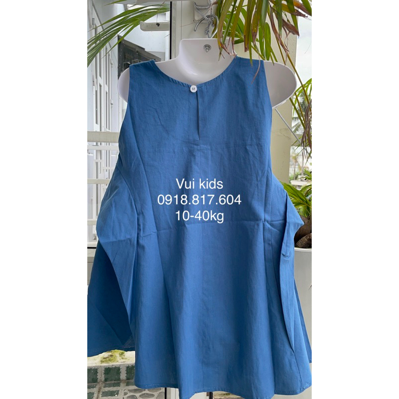 Váy bé gái, Váy đầm bé gái. Đầm xòe vintage bé gái sang chảnh chất thô cotton Hàn mềm mát size đại 10Y 40kg