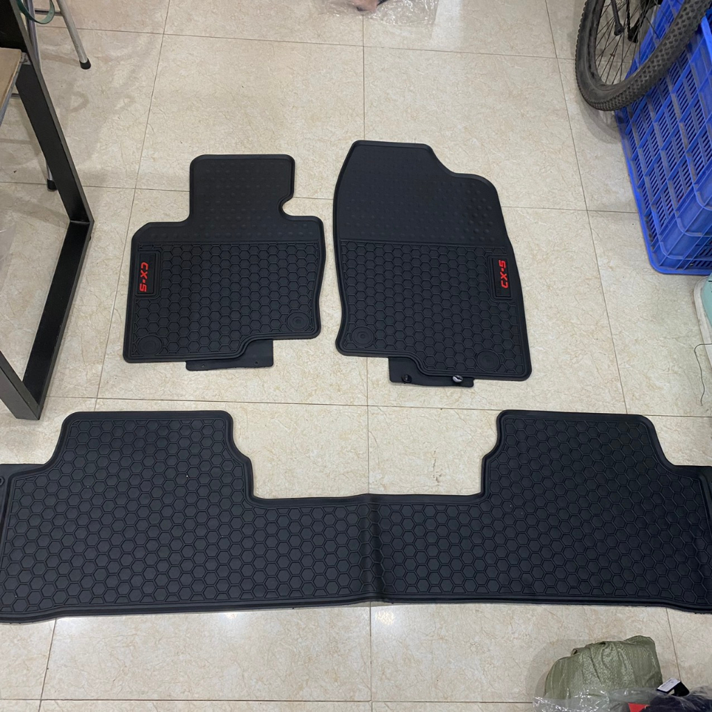 Thảm Lót Sàn Cao Su Xe Mazda CX5 đời 2015 đến 2022 Hàng Cao Su Đúc Ko Mùi - đen chữ đỏ