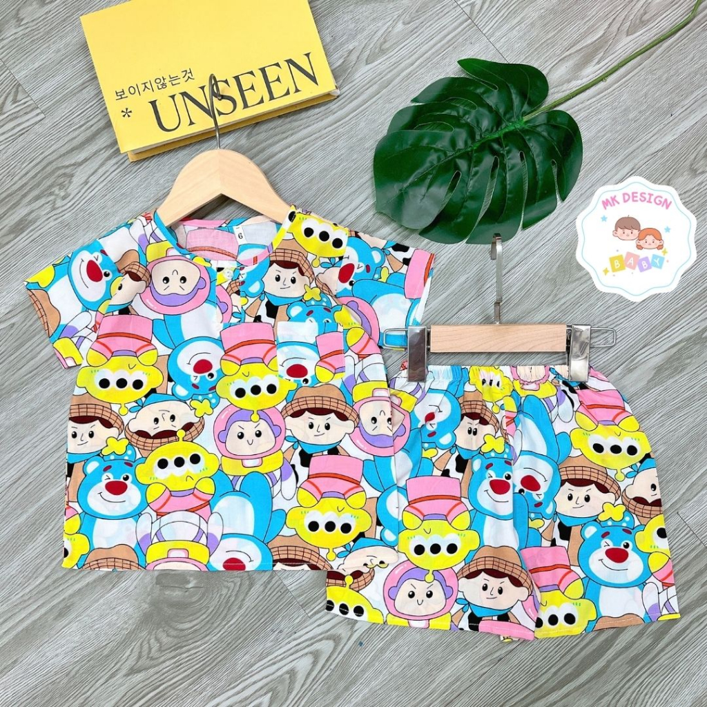 Đồ bộ bé trai tay ngắn quần đùi vải tole, lanh loại 1 size 7-35kg