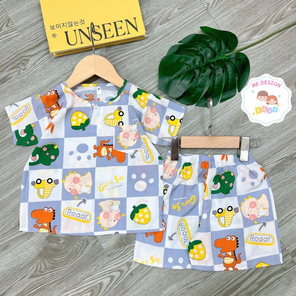 Đồ bộ bé trai tay ngắn quần đùi vải tole, lanh loại 1 size 7-35kg