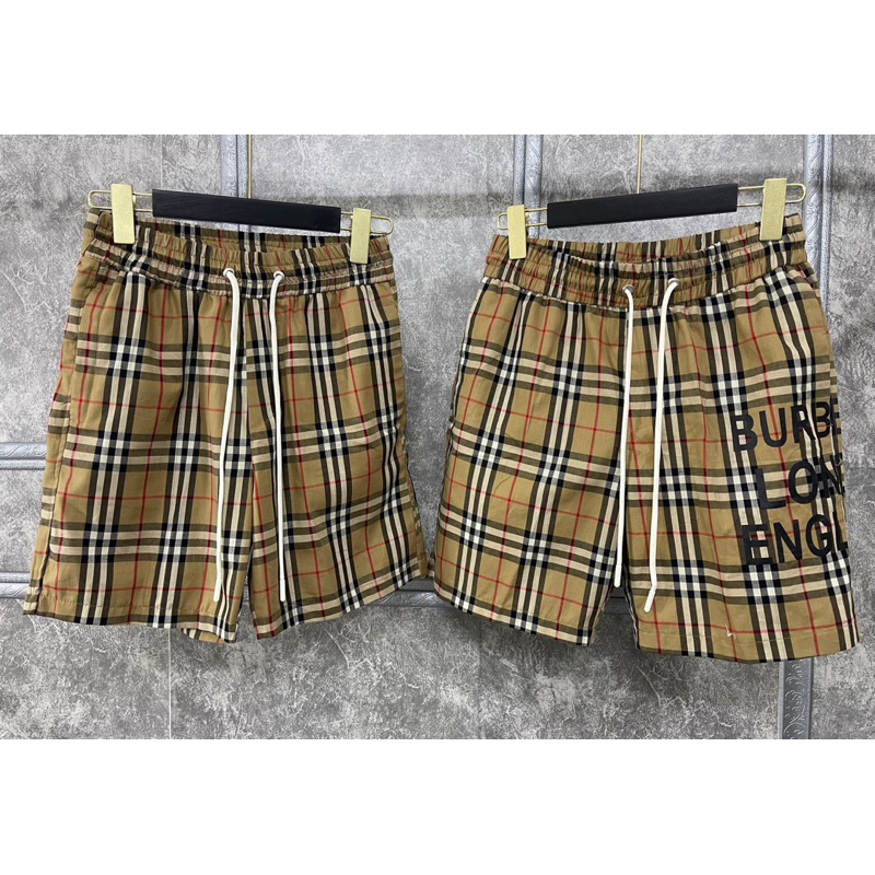 Quần Thể Thao Nam hoạ tiết kẻ Burberry Có lót lưới 2 lớp thoáng mát