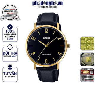 Đồng hồ nam dây da casio anh khuê mtp-vt01gl-1b2udf