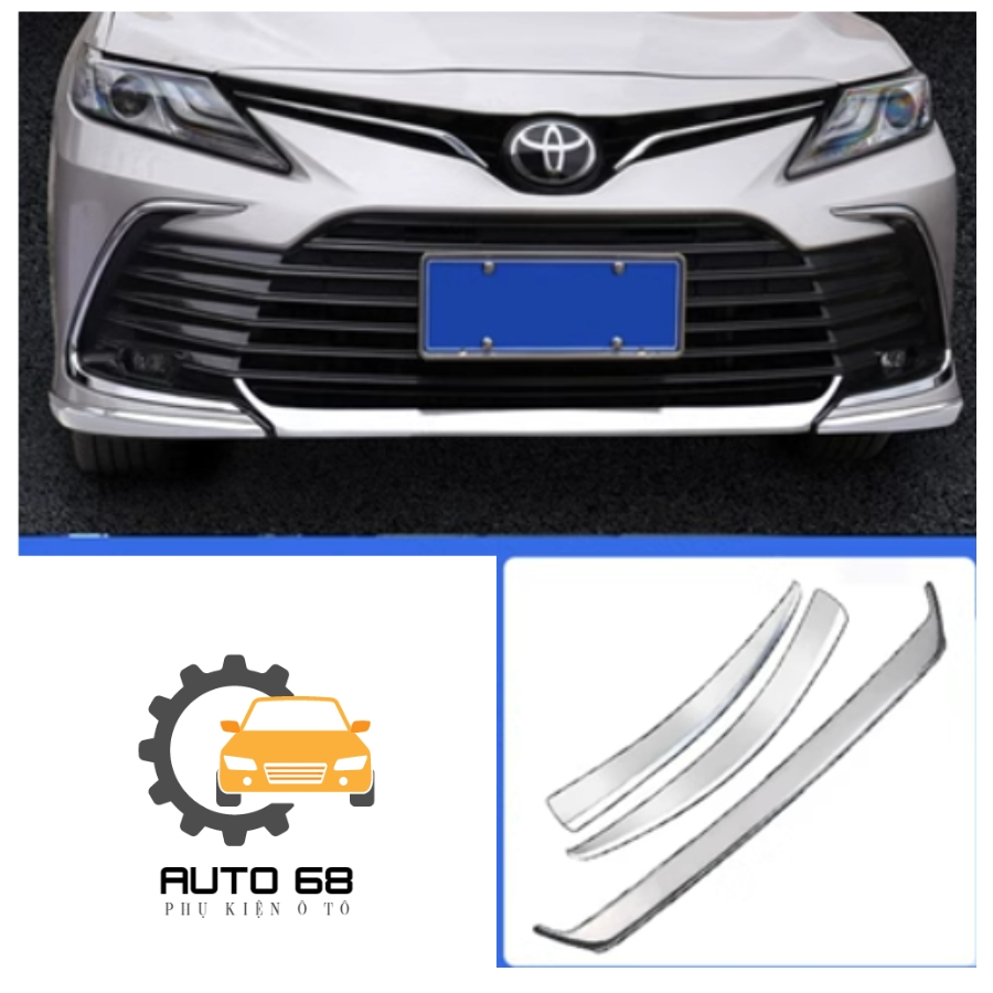 Ốp trang trí cản trước xe Toyota Camry 2019-2023 chất liệu inox bền đẹp - auto68