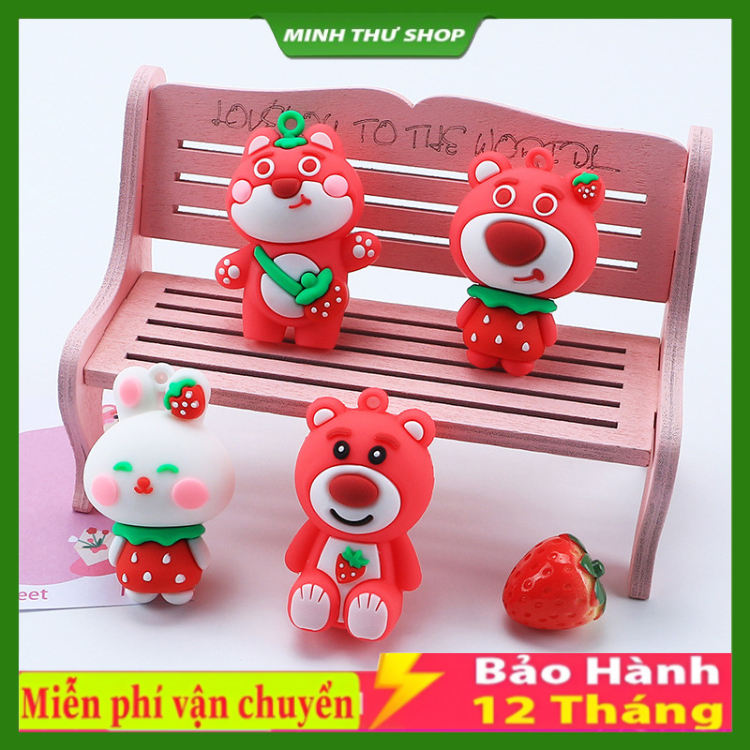 Móc Khóa Gấu Bông Dâu Tây Dễ Thương