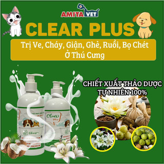 Sữa tắm chó mèo từ AMITAVET giúp chăm sóc thú cưng sạch nấm mượt lông khử mùi hôi chiết xuất thảo dược 500ml
