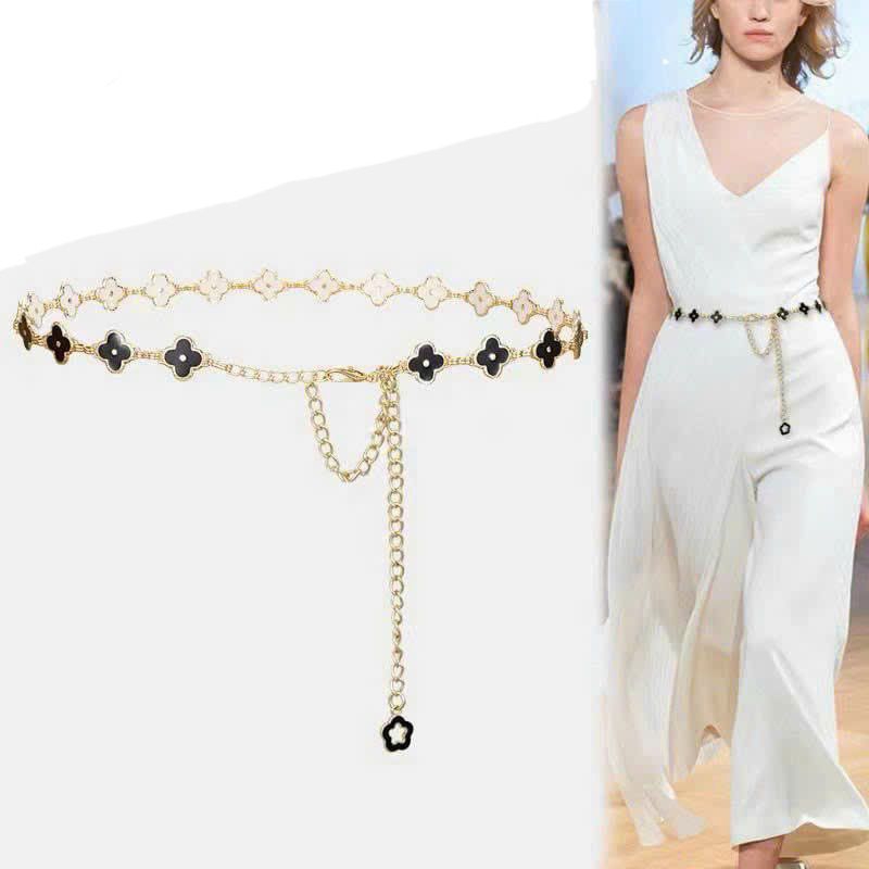 ✅Dây nịt thăt lưng  hoa sử dụng được 2 mặt ! ✅có 2 màu xích vàng + trắng móc cài tùy chỉnh