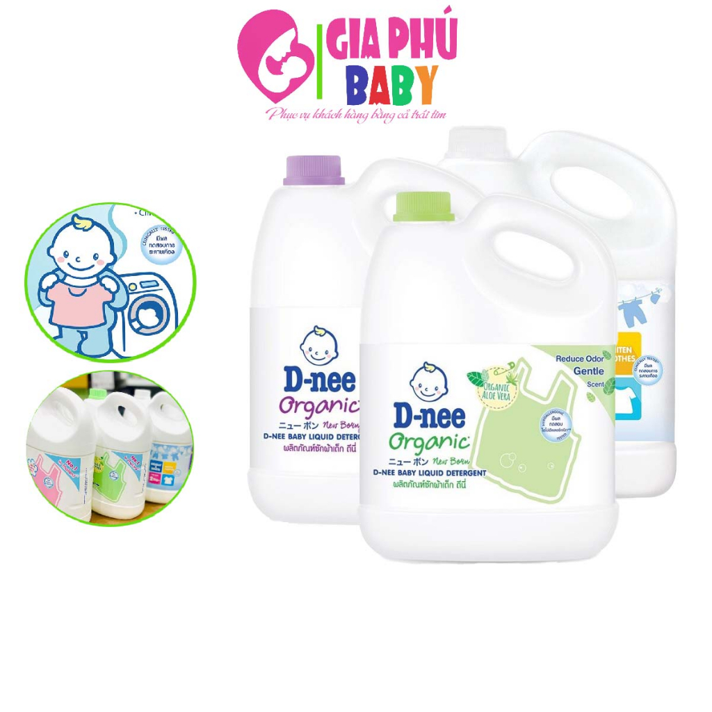 Nước giặt quần áo em bé Dnee 3000ml (Chính hãng có tem Đại Thịnh) ( màu tím/xanh dương/hồng/xanh lá/trắng ) chính hãng