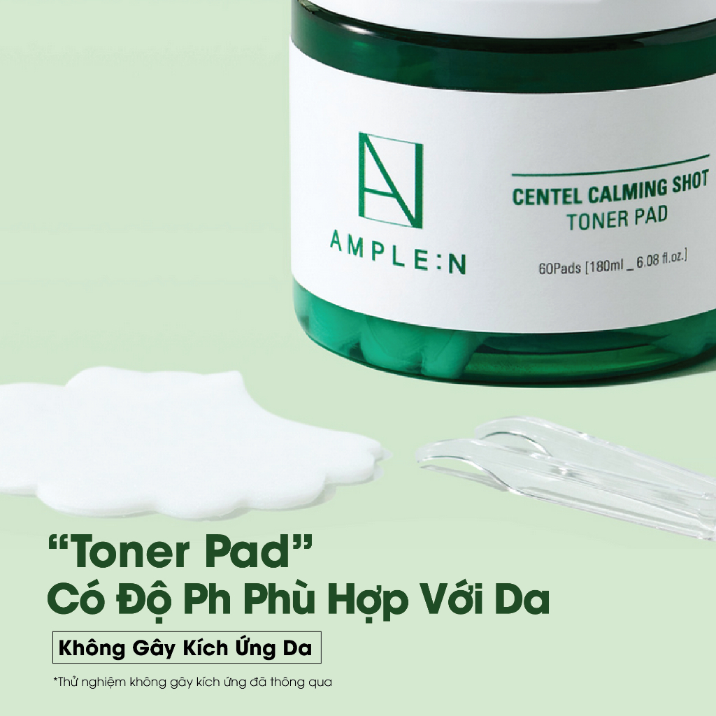 Bông Toner Làm Dịu Da AMPLE:N Centel Calming Shot Toner Pad 60 Miếng