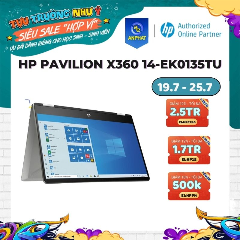 [Mã ELHP128 giảm 12% đơn 10TR] Laptop HP Pavilion X360 14-ek0135TU ( i5-1235U 14 inch FHD Touch)