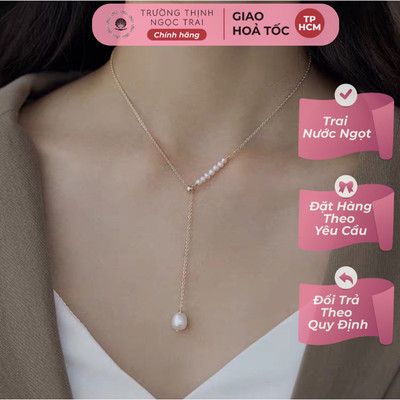 Vòng Cổ Titan Phối Ngọc Trai 6-7 ly, Kiểu Dáng Tinh Tế - Ngọc Trai Trường Thịnh