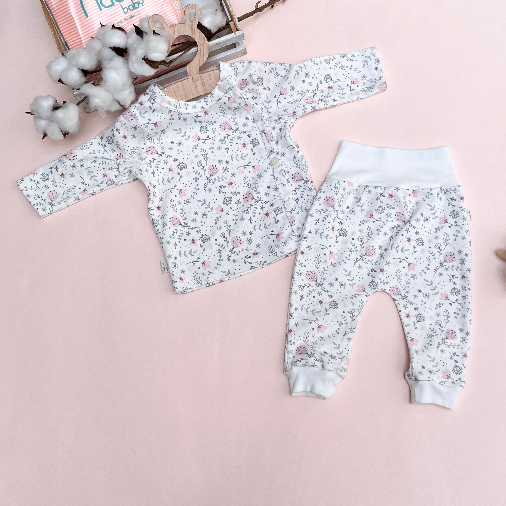 Bộ quần áo sơ sinh cotton xuất dài tay cho bé 3-10kg