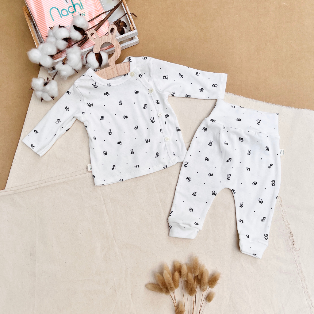 Bộ quần áo sơ sinh cotton xuất dài tay cho bé 3-10kg