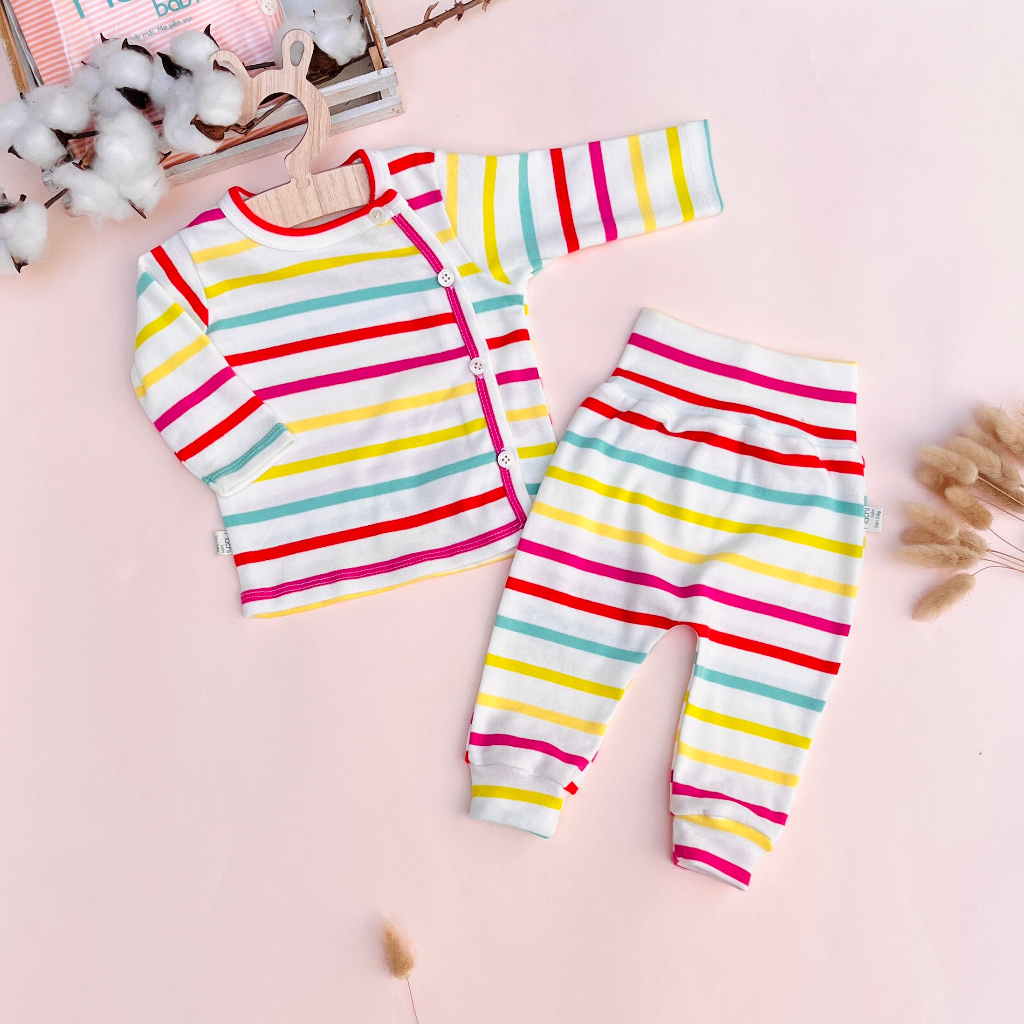 Bộ quần áo sơ sinh cotton xuất dài tay cho bé 3-10kg