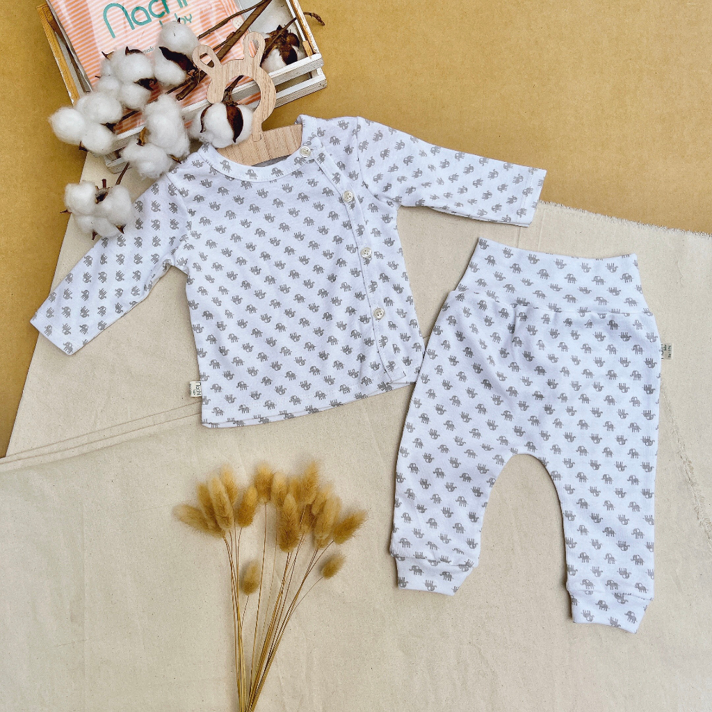 Bộ quần áo sơ sinh cotton xuất dài tay cho bé 3-10kg