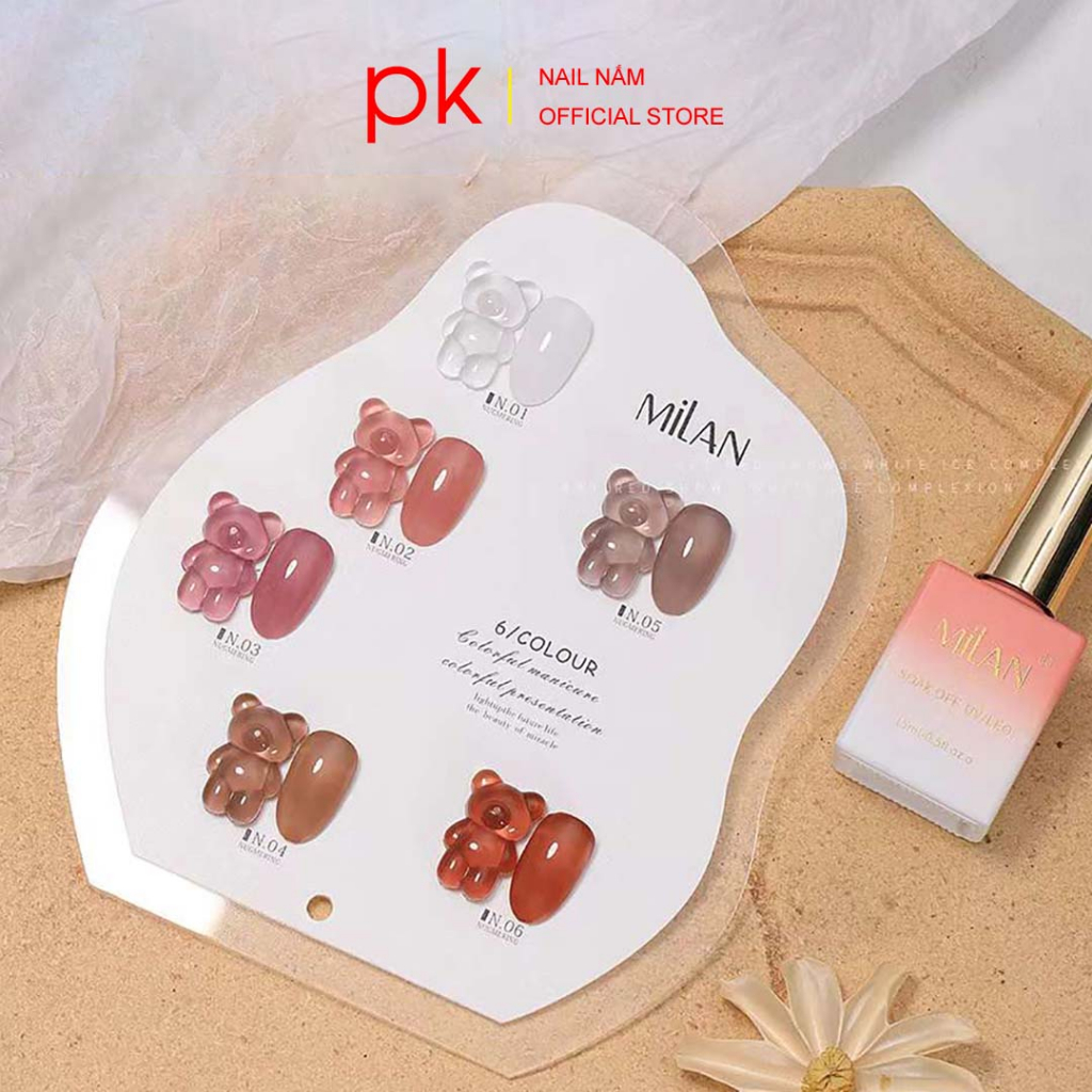Set sơn gel 6 màu thạch MiLan tặng kèm bảng màu