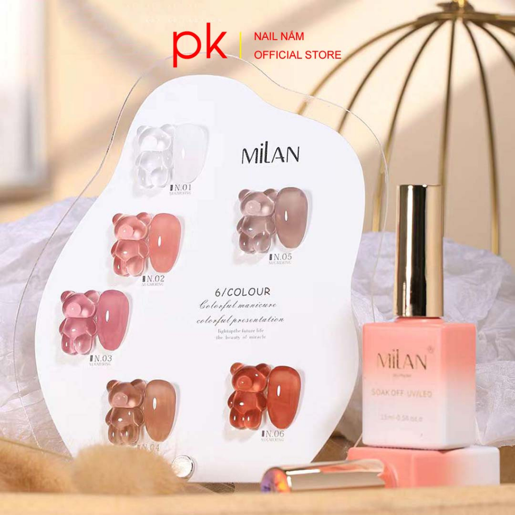Set sơn gel 6 màu thạch MiLan tặng kèm bảng màu
