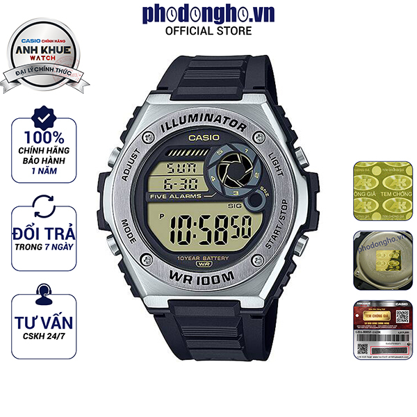 Đồng hồ nam dây nhựa Casio Anh Khuê MWD-100H-9AVDF