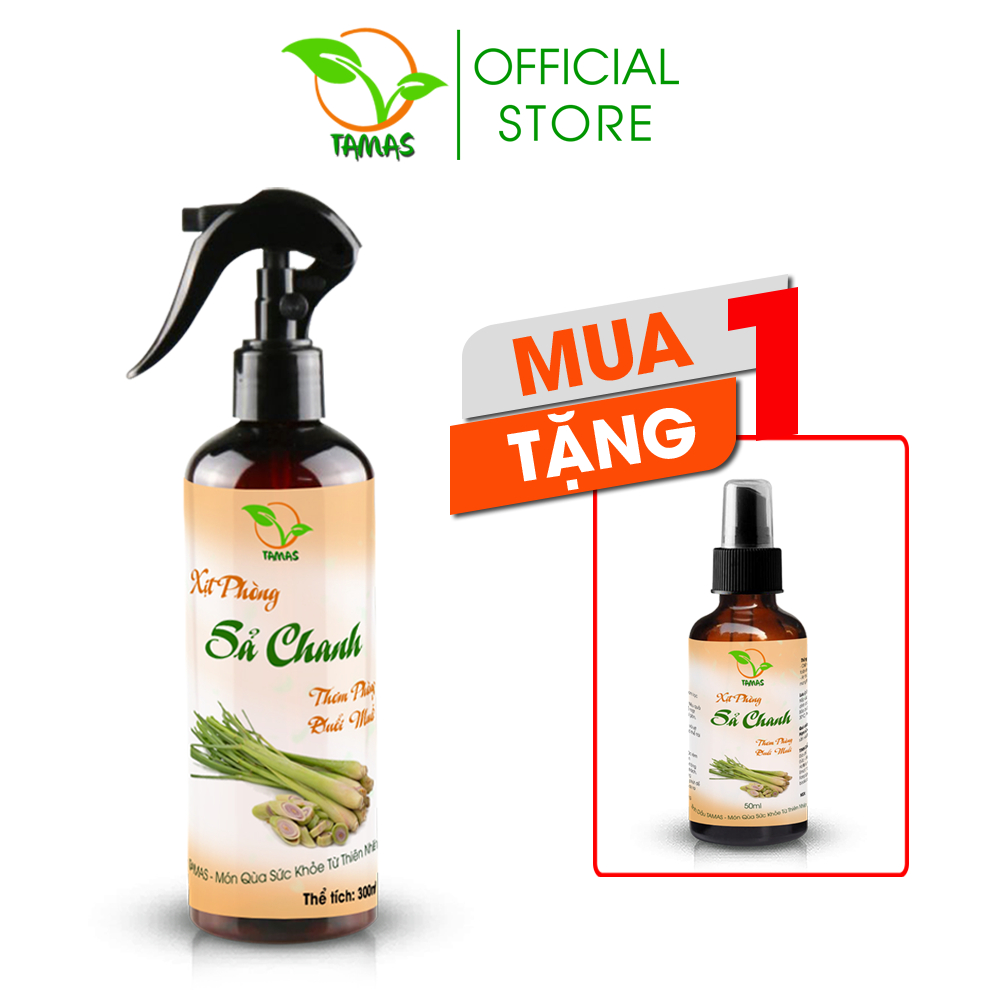 Xịt phòng Sả chanh chai 300ml TAMAS, được chiết xuất từ tinh dầu thiên nhiên, an toàn, thơm phòng, khử mùi, kháng khuẩn.