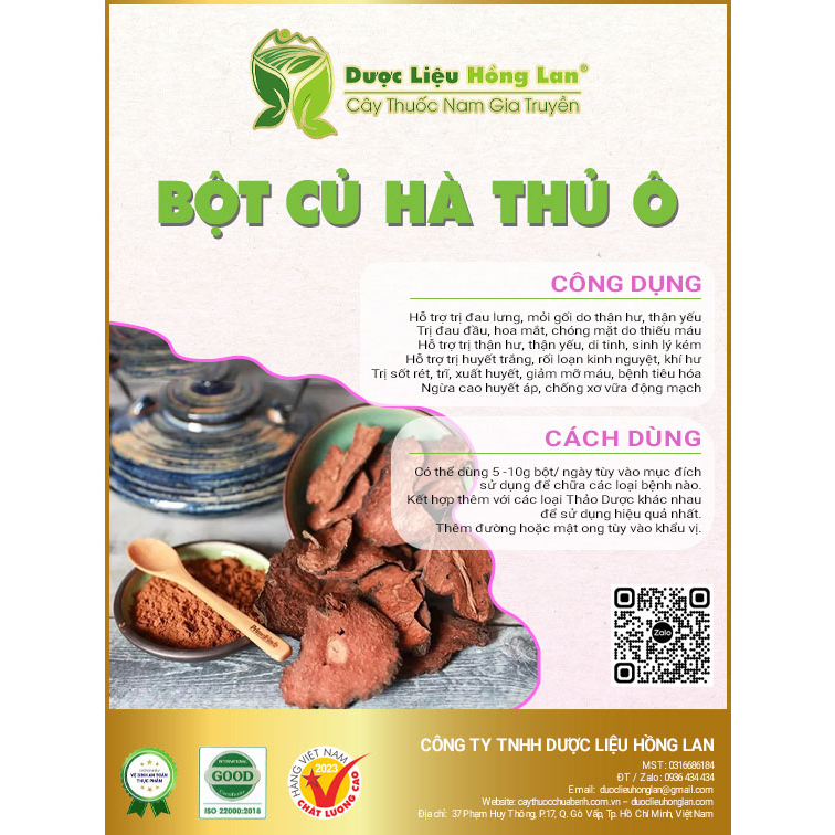 ✅ Bột thảo mộc Củ Hà Thủ Ô Đỏ loại 1 nguyên chất (không pha chộn tạp chất, đã sao thơm, không chất bảo quản)