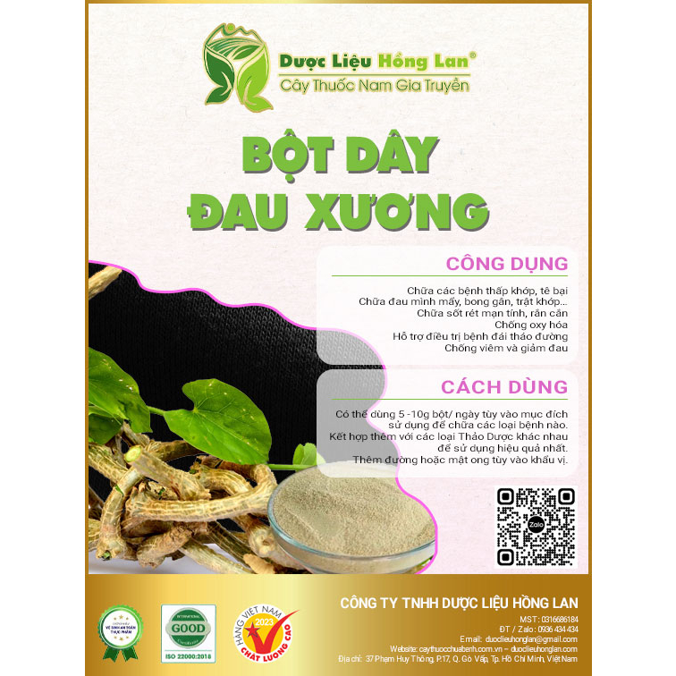 Bột Dây Đau Xương nguyên chất loại 1 (không pha chộn tạp chất, đã sao thơm, không chất bảo quản)