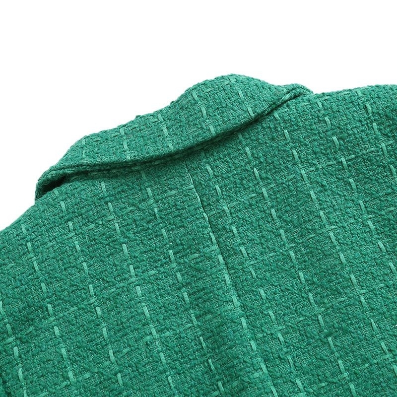 Blazer vải tweed hai hàng cúc 4 màu thu đông 2023