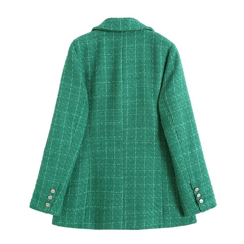 Blazer vải tweed hai hàng cúc 4 màu thu đông 2023