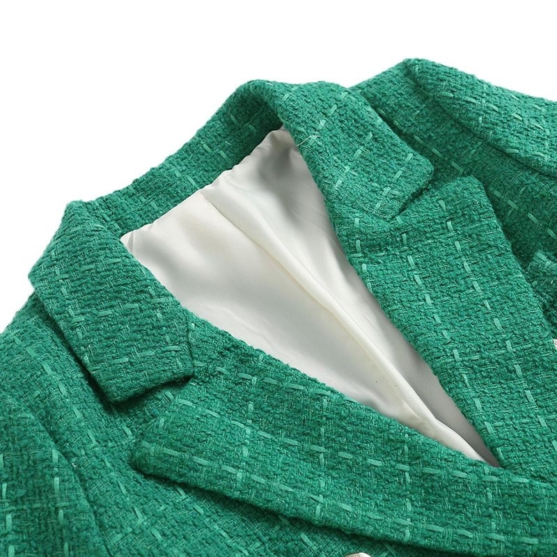 Blazer vải tweed hai hàng cúc 4 màu thu đông 2023