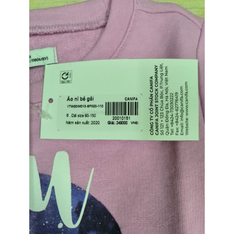 Áo nỉ bé gái Canifa