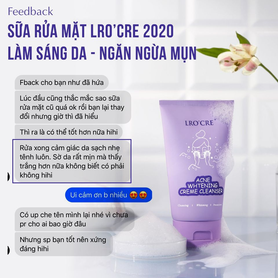 Sữa Rửa Mặt lrore- Làm sạch bụi bẩn và tế bào chết trên da.