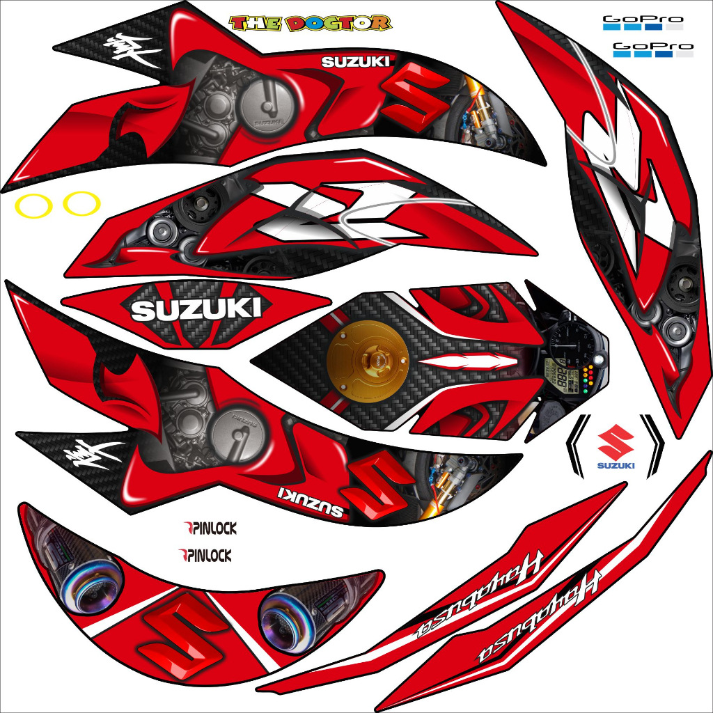 Tem dán mũ bảo hiểm fullface - SUZUKI - đỏ - 39