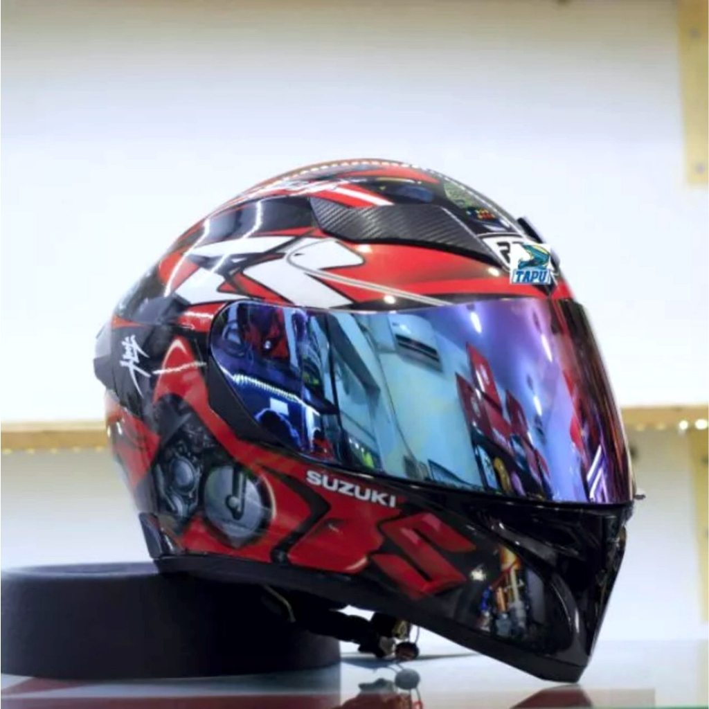 Tem dán mũ bảo hiểm fullface - SUZUKI - đỏ - 39