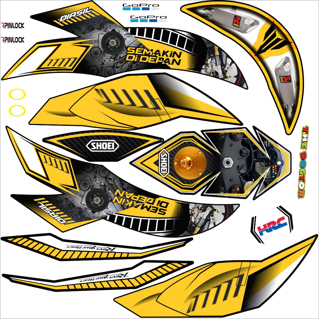 Tem dán mũ bảo hiểm fullface - SHOEI vàng - 41