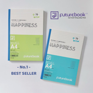 Sổ may chỉ dán gáy happiness a4- kẻ ngang- 70gsm- phong cách nhật bản. vpp futurebook. giao mẫu ngẫu nhiên.