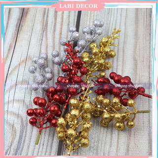 [QUẢ TO] Cành quả sung nhũ kim tuyến trang trí tháp bánh, phụ kiện oản, phụ kiện giỏ quả Tết, phụ kiện trang trí Noel