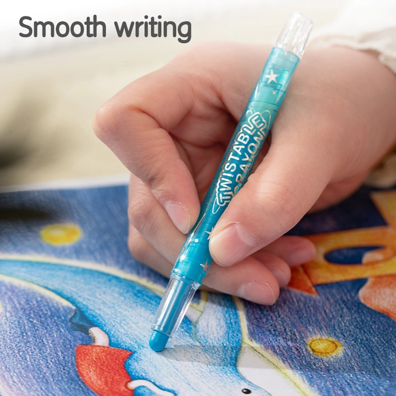 Bút sáp vặn Crayon Deli C216 Màu sắc chuẩn, tươi sáng cho bé tập tô
