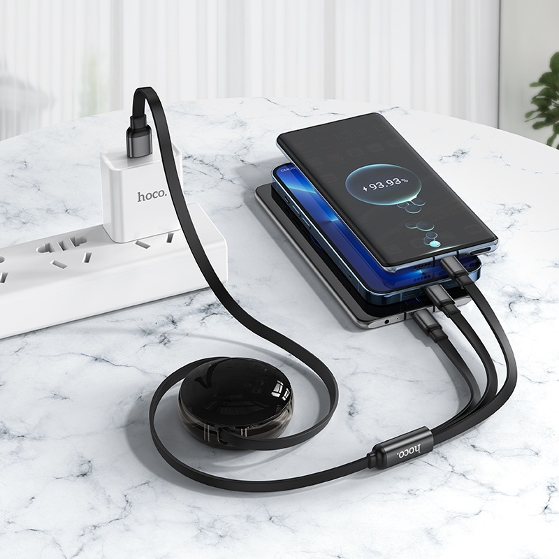 ✅Mới✅Cáp Sạc Nhanh Siêu Bền 3 Đầu Chính Hãng Hoco X78 2.4A 12W Dây Rút Dài 1M Type C/Micro USB/Cho Ip6 6 7 8 Plus Xs Max