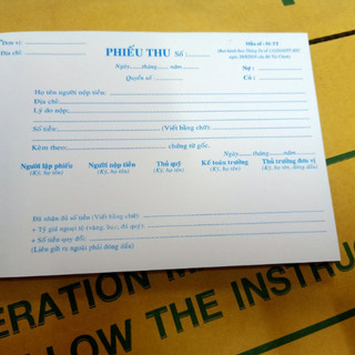 Phiếu thu 2 liên khổ 13cm x 19cm