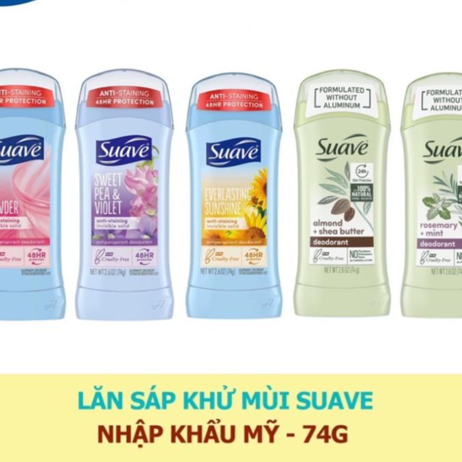 Lăn sáp khử mùi nữ Suave Sweet Pea & Violet Invisible Solid Antiperspirant Deodorant Stick 74g