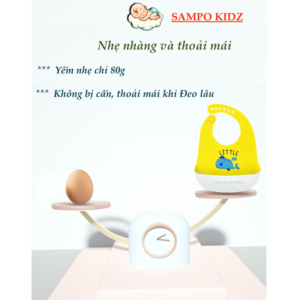 Yếm Ăn Dặm Cho Bé Silicone Có Máng chống thấm cao cấp hình thú siêu cute