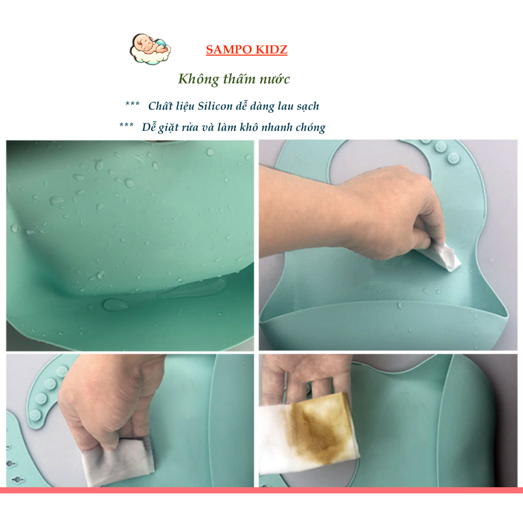 Yếm Ăn Dặm Cho Bé Silicone Có Máng chống thấm cao cấp hình thú siêu cute