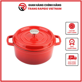 Nồi Gang Đúc Tráng Men Rapido 22cm, Đúc Nguyên Khối, Chống Dính 2 Lớp, Sử Dụng Với Mọi Loại Bếp [Hàng Nhập Khẩu]